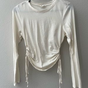 Open Edit Side Cutout Knit Top in Ivory Dove Size M